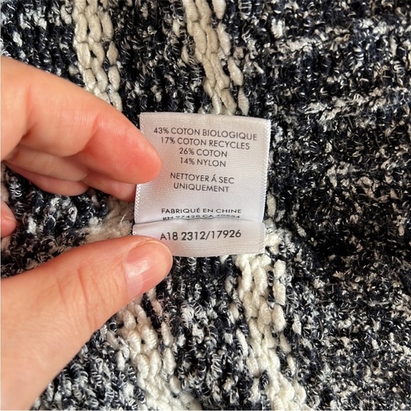 WHITE+WARREN Hooded Blue White Striped Tassel Long Sleeve Knit Sweater Size S - Picture 11 of 11